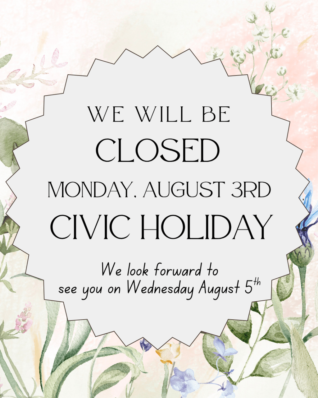 Centre Closed Civic&nbsp;Holiday